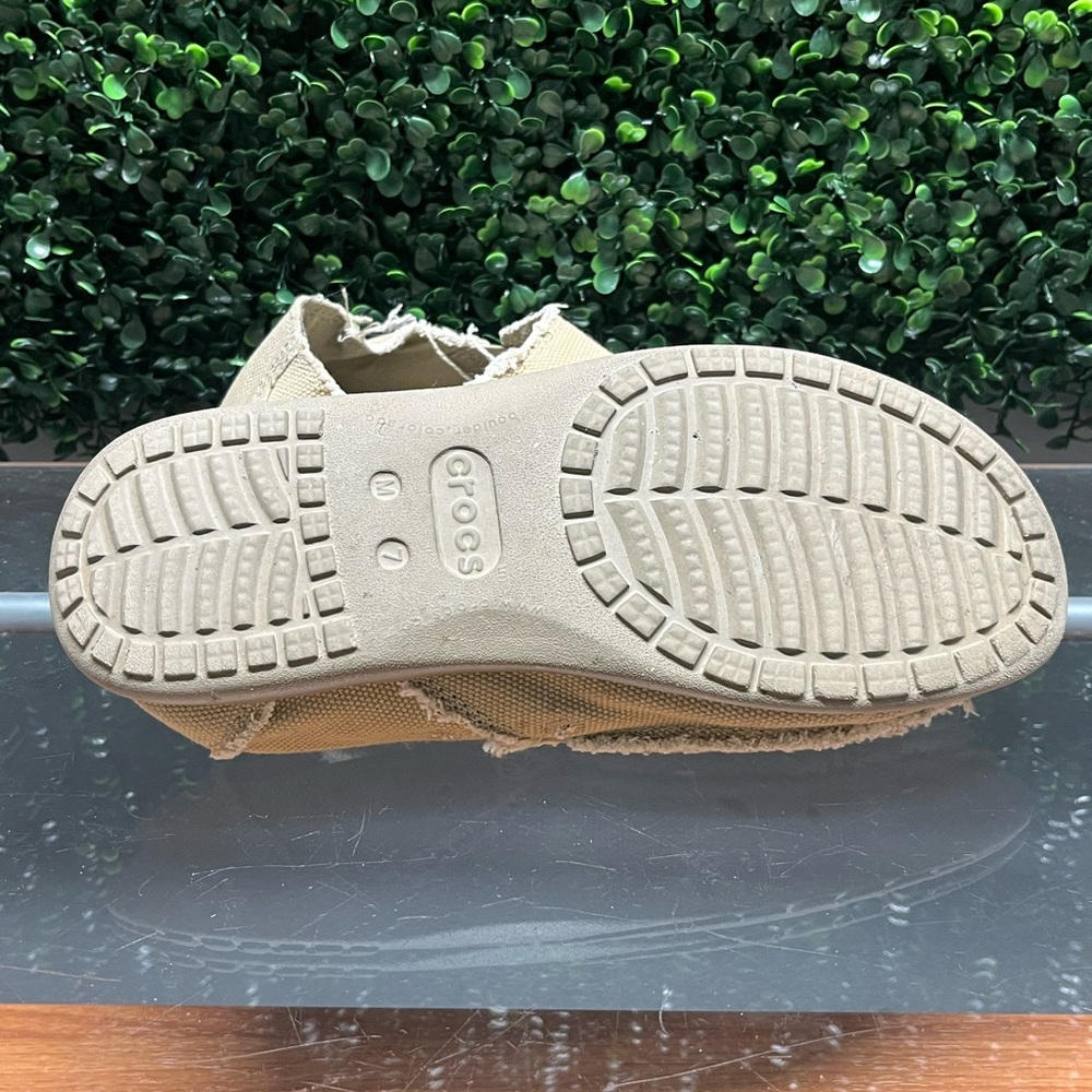 CROCS Tan Frayed Slip-On Shoes - Picture 6 of 7
